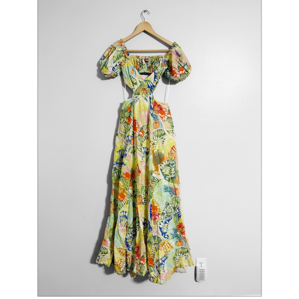 STAUD Coliseum size 10 Off Shoulder Linen Island Vacation Maxi Dress - Picture 2 of 7